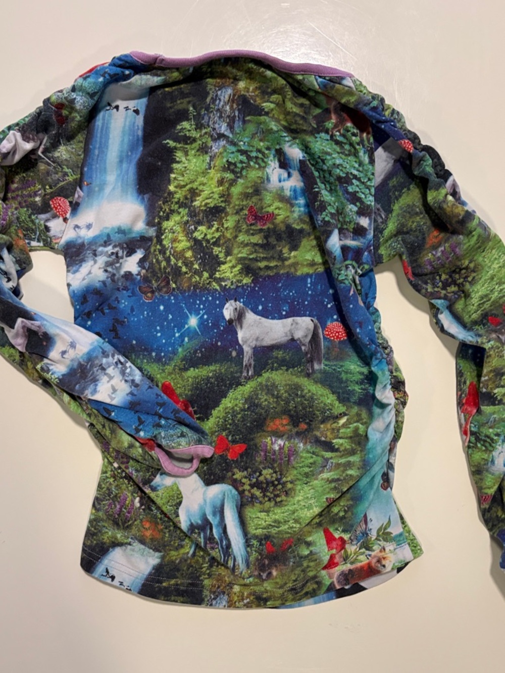 Molo Long Sleeve Unicorn Forest Tee in Blue, Green, Purple - Picture 2 of 4